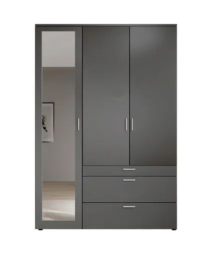 Drehtürenschrank- B ca. 135 cm, Graphit, Spiegel