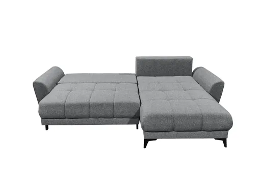 Ecksofa - 2-Sitzer, Ecke rechts inkl. Schlaffunktion und Bettkasten, Stoff, Grau