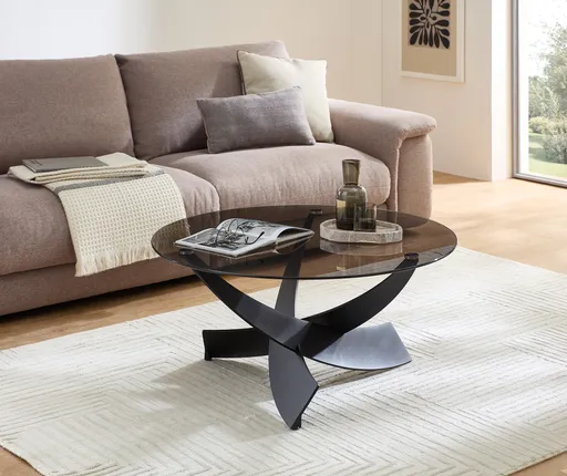 Couchtisch - Ø/H ca. 90x42 cm, Grau, Schwarz