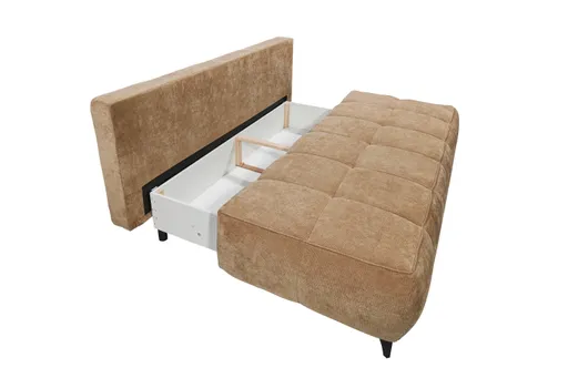 Sofa - 2-Sitzer, Schlaffunktion mit Bettkasten, Stoff, Macchiato