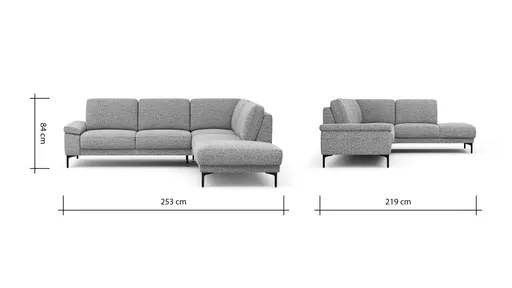 Ecksofa Matero - 2-Sitzer mit Ecke rechts, Stoff, Graubeige