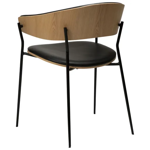 Stuhl - Furnierholz, Kunstleder, Eiche, Schwarz