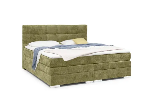 Boxspringbett SANDRIN I- Liegefläche ca. 200x200 cm, Stoff, Grün