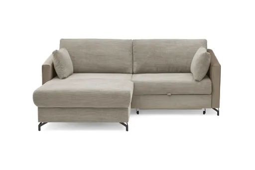 Ecksofa - 1,5-Sitzer, Ecke rechts inkl. Schlaffunktion und Bettkasten, Stoff, Hellbraun