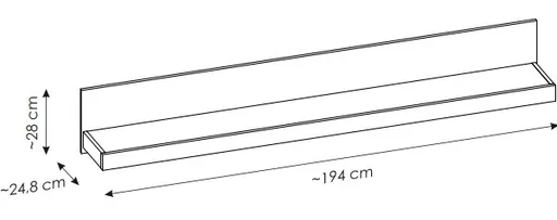 Wandboard - B ca. 194 cm, Kaschmir, Stone Eiche Nachbildung