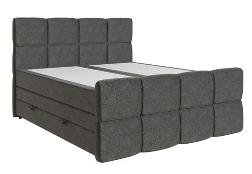 Boxspringbett SANDRIN R- Liegefläche ca. 160x200 cm, Stoff, Grau, inkl. Stauraum und Fußteil