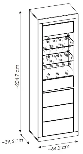 Vitrine - mit Beleuchtung, B ca. 64 cm, Kaschmir, Stone Eiche Nachbildung