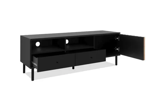 TV-Lowboard - B ca. 138 cm, Schwarz, Artisan Eiche Nachbildung