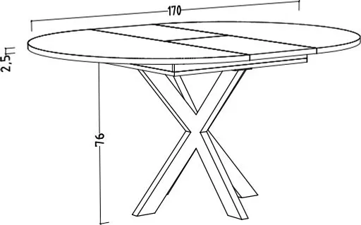 Esstisch - ausziehbar, Ø/H ca. 130x75 cm, Asteiche, Schwarz
