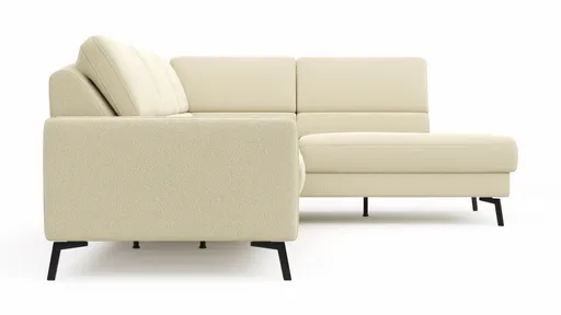 Ecksofa Valera - 3-Sitzer mit Ecke rechts inkl. Rückenlehne verstellbar, Stoff, Natur