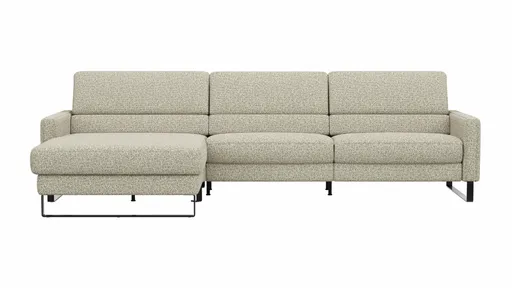 Ecksofa Valera - Longchair mit 3-Sitzer rechts inkl. Rückenlehne verstellbar, Stoff, Limone