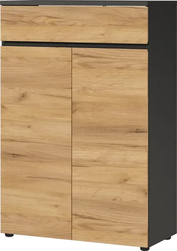 Aktenschrank GRIFFIN - B ca. 80 cm, Graphit, Eiche Nachbildung