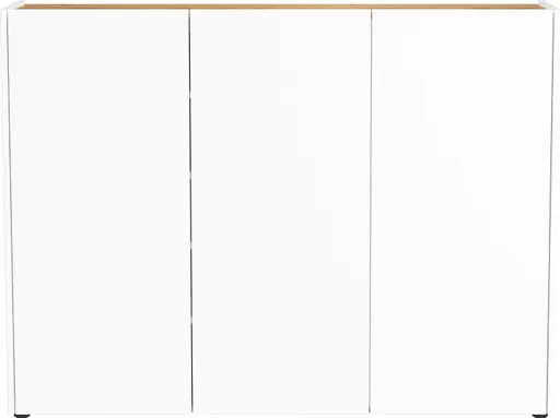 Schuhschrank GASIRA - B ca. 138 cm, Weiß, Navarra Eiche Nachbildung