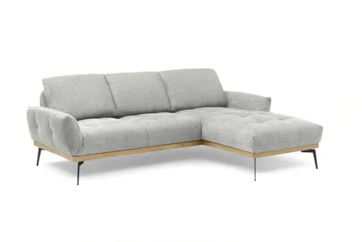 Ecksofa EDDIE - 2-Sitzer, Ecke rechts inkl. Rückenverstellungen, Stoff, Hellgrau
