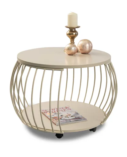 Couchtisch - Ø/H ca. 80x47 cm, Cremeweiß