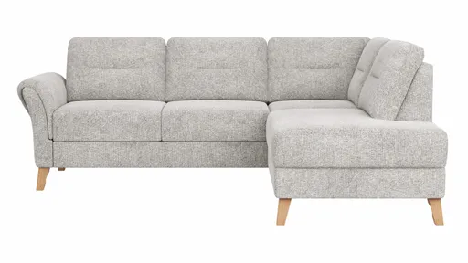 Ecksofa Almyra - 2,5-Sitzer mit Ottomane rechts, Stoff, Silbergrau