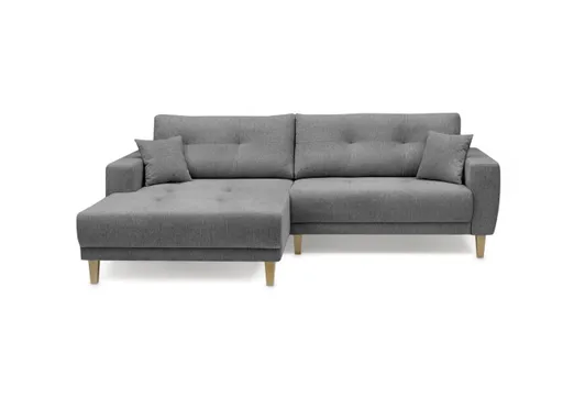 Ecksofa - Ecke links, 3-Sitzer inkl. elektrische Sitztiefenverstellung, Stoff, Grau