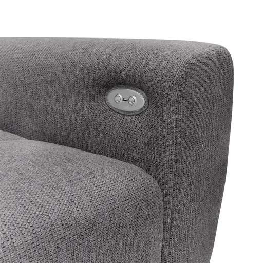 Ecksofa - Longchair links mit 2-Sitzer, Kopfteil verstellbar, Sitztiefe verstellbar motorisch, Stoff, Anthrazit