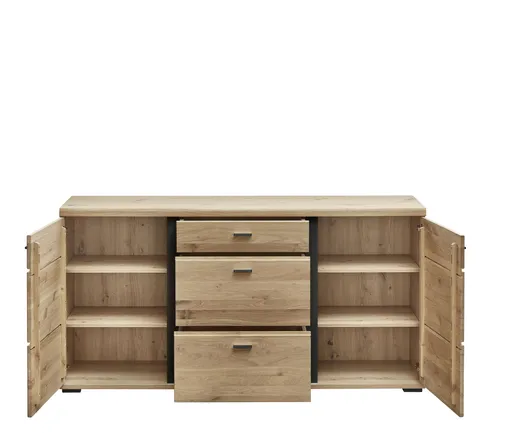 Sideboard - Holzfarben, Teilmassiv