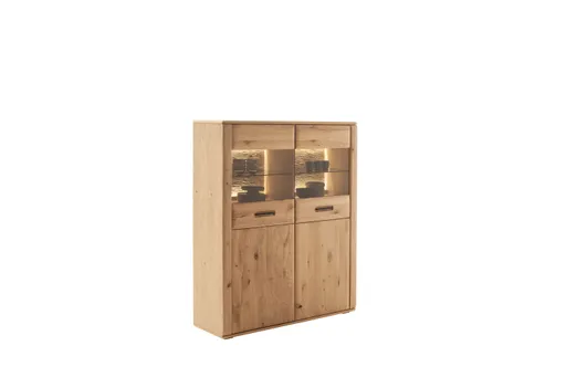 Highboard mit Beleuchtung - Balkeneiche, massiv