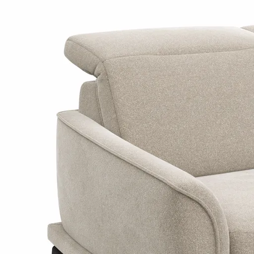 Ecksofa Amadena - 2-Sitzer mit Ecke rechts inkl. Relaxfunktion motorisch, Sitzvorzug und Kopfteilverstellung, Stoff, Creme
