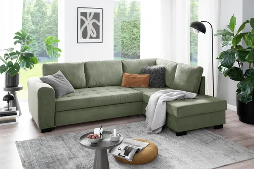 Ecksofa - 2-Sitzer, Ecke rechts, Stoff, Grün