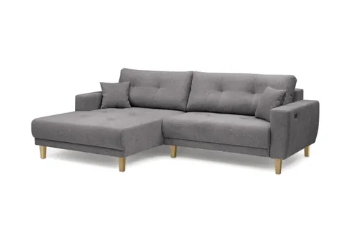 Ecksofa - Ecke links, 3-Sitzer inkl. elektrische Sitztiefenverstellung, Stoff, Anthrazit