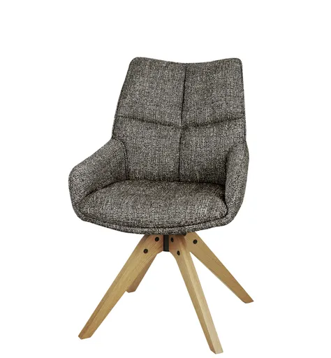 Armlehnstuhl MATTEA - drehbar, Stoff, Braun