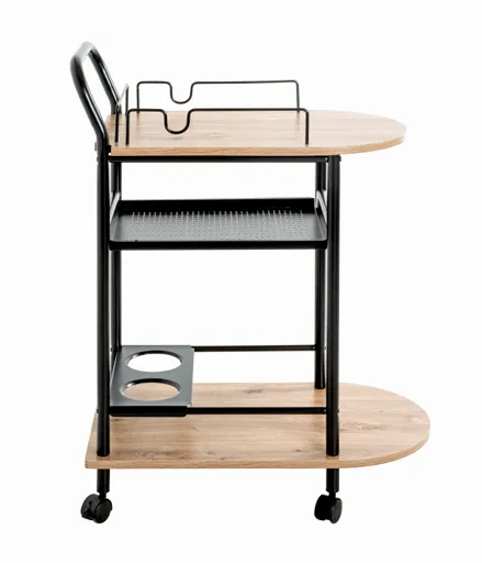 Servierwagen - B/H/T ca. 65x83x35 cm, Eiche Nachbildung, Schwarz