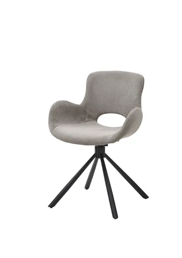 Armlehnstuhl - drehbar, Cord, Hellgrau