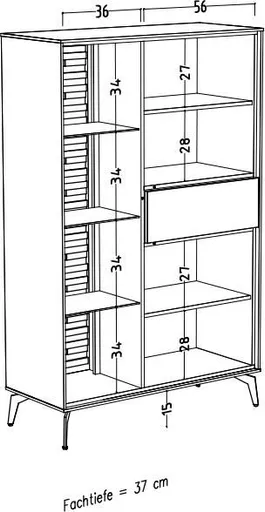 Highboard - B ca. 101 cm, Weiß, Asteiche, Schwarz