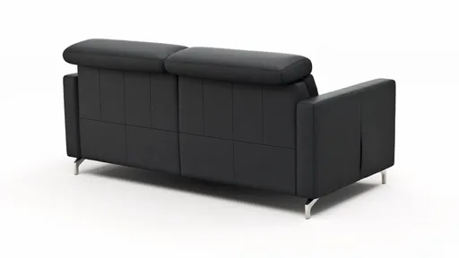 Sofa Paulina - 2-Sitzer, Kopfteil verstellbar, Leder, Schwarz