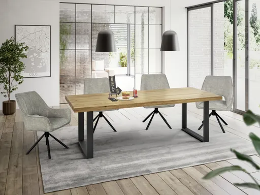 Esstisch - LB ca. 240x100 cm, Eiche massiv geölt, Schwarz