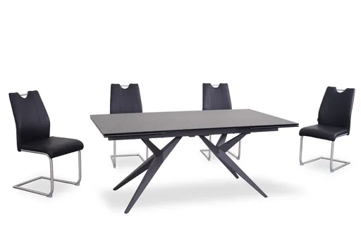 Esstisch MICHELA - ausziehbar, LB ca. 180x95 cm, Glaskeramik, Dunkelgrau