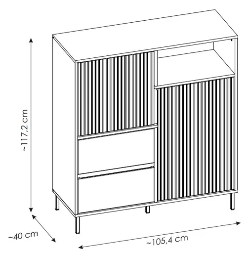 Highboard - B ca. 106 cm, Anthrazit