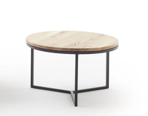 Couchtisch Joan 2- LBH ca. 58x58x33 cm, Asteiche massiv, Gestell schwarz