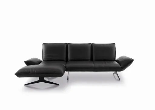 Ecksofa - Longchiar links mit 2-Sitzer, Rückenlehne/Armlehne verstellbar, Leder, Lava