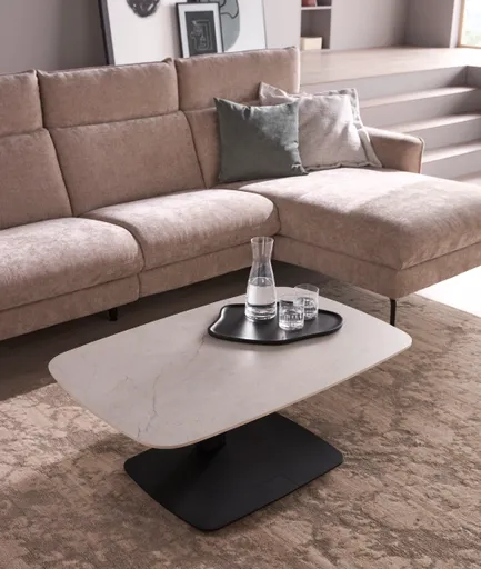 Couchtisch Camas - LBH ca. 100x65x42 cm, Keramik, Creme