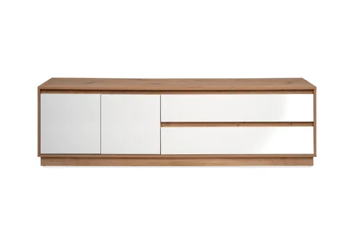 Lowboard- Eiche Dekor, Weiß