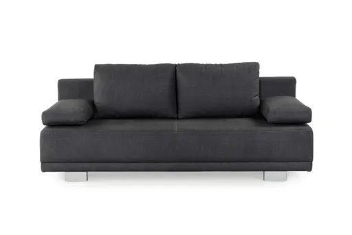 Schlafsofa - 2-Sitzer inkl. Schlaffunktion und Bettkasten, Stoff dunkelgrau