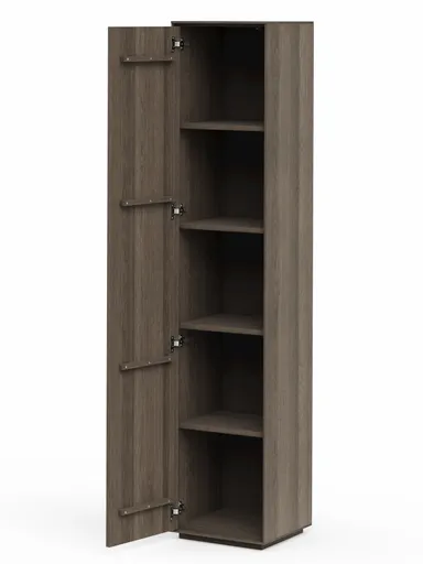 Vitrine Saratoga - links, Buche massiv, silbergrau geölt
