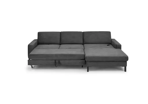  Ecksofa CALM MOVE 2.0 - 2,5-Sitzer mit Longchair rechts, Schlaffunktion, Feincord, Anthrazit