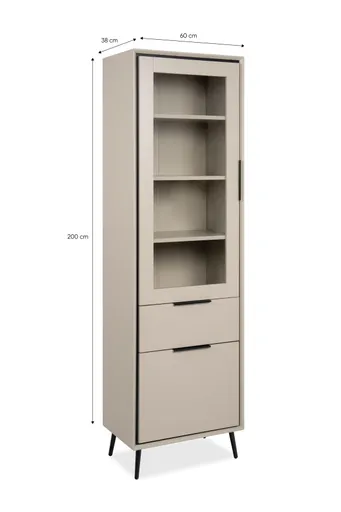 Vitrine - B ca. 60 cm, Sand, Schwarz