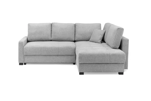 Ecksofa EDWIN - 2-Sitzer, Ecke rechts inkl. Schlaffunktion und Bettkasten, Stoff, Dunkelgrau