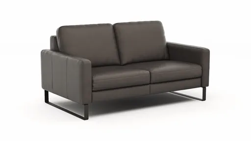 Sofa Enna - 2,5-Sitzer, Armlehne A, Leder, Schwarz, Kufe, Schwarz