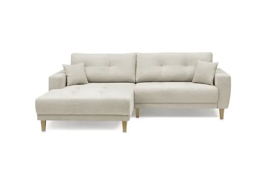 Ecksofa - Ecke links, 3-Sitzer inkl. elektrische Sitztiefenverstellung, Stoff, Graubeige