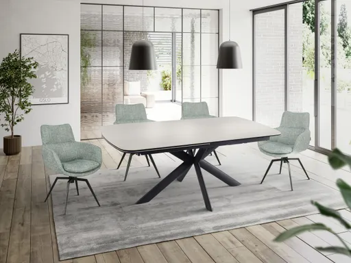 Esstisch MAXIE - ausziehbar, LB ca. 190x98 cm, Glaskeramik, Travertin farbig