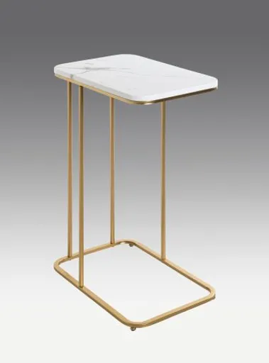 Beistelltisch - B/H/T ca. 45x67x30 cm, Marmoroptik, Goldfarben