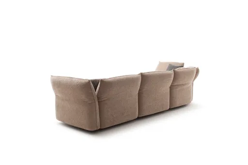Trapezsofa Motone - Ecke links mit 2-Sitzer, Stoff, Beige
