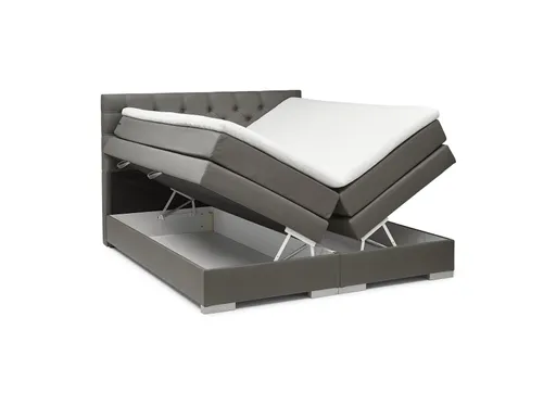 Boxspringbett SANDRIN- Liegefläche ca. 200x200 cm, Stoff, Dunkelgrau, inkl. Stauraum